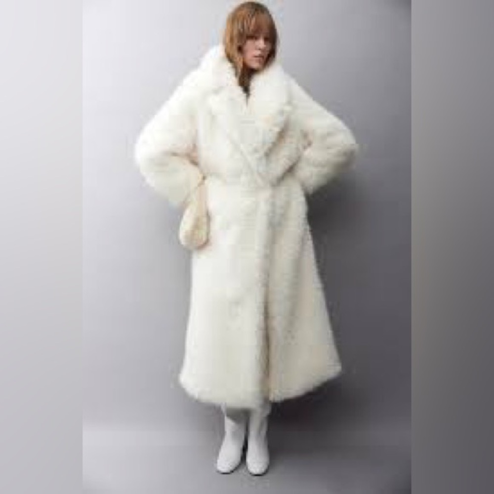 H&M Cream Teddy Coat Small